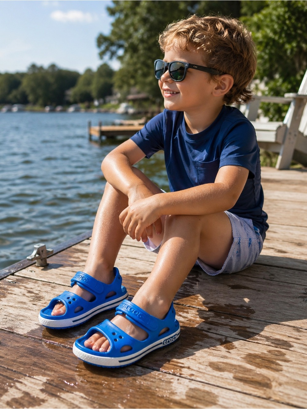 Crocs Classic Clogs Toddler C4 Blue Slip On Water Shoes Beach Play - Picture 2 of 9
